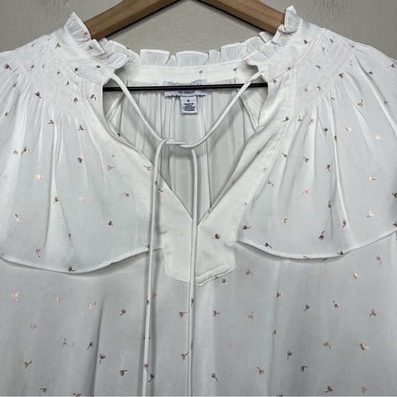 Anthropologie Current Air Women Top Small White Peasant Boho Cottage Core Floral - Picture 6 of 11